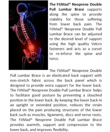 FitMad Adjustable Neoprene Double Pull Lumbar Support Brace - XXL 40-44 - Back Pain Relief - Buy Online on GoSupps.com