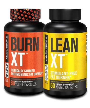 Jacked Factory Burn XT Thermogenic Fat Burner & Lean XT Caffeine Free Weight Loss Supplement