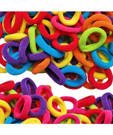 J-MEE Baby Hair Ties for Kids Toddler Girls 200 PCS Bulk 0.9 Inch Small Mini Seamless Hair Bands Ponytail Holder mix color