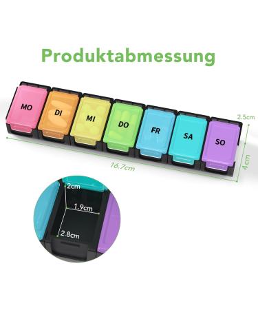 Buy Opret 7-Day Tablet Box - German Rainbow Pill Organizer & Weekly Medication Holder in Black - Buy Online on GoSupps.com