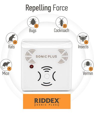 RIDDEX SonicPlus 6-Pack Indoor Pest Repeller - Chemical Free Rodent and Insect Repellent with Side Outlet - White - Buy Online on GoSupps.com