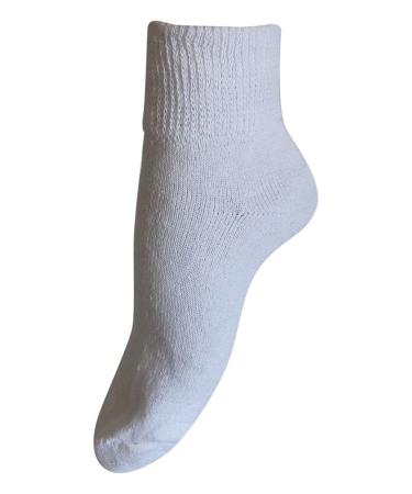 Diabetic Womens Ankle Socks (3 Pack) 9-11 White Made in The USA