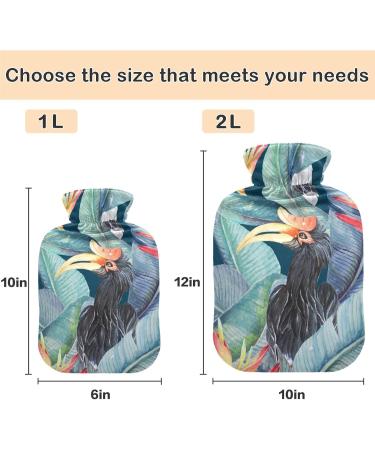 NAANLE 1L Hot Water Bottle with Palm Leaf Cover - Transparent Pain Relief & Therapy for Back Hands Feet - Buy Online on GoSupps.com