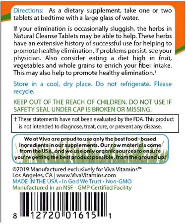 Viva Vitamins Natural Cleanse Tablets - Herbal Intestinal Sweep for Colon Cleanse - 90 Tablets - Buy Online on GoSupps.com