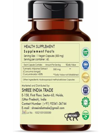 Turmeric Extract 500mg - 60 Vegetarian Capsules | Haldi Extract | Curcuma Longa | All Natural | 100% Vegan | Gluten-Free. Turmeric 1 Count (Pack of 1) - Buy Online on GoSupps.com
