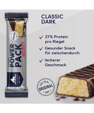 Multipower Pow Pack Classic Dark Protein Bar - 27% Protein Healthy Sports Snack with Banana Vanilla Flavor - 24 x 35g - Buy Online on GoSupps.com