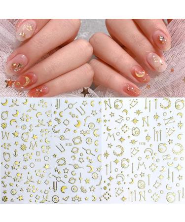 10 Sheets Moon and Star Nail Art Stickers - Self-Adhesive Metallic Decals for Acrylic Nails - DIY Manicure Decoration for Women and Girls - Buy Online on GoSupps.com
