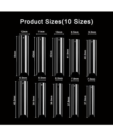 Extra Long C Curve Nail Tips - Half Cover Clear French XXL Deep Fingernail - 500 Pcs Acrylic Straight Square Tips for DIY Nail Art & Press-On Extensions - Buy Online on GoSupps.com