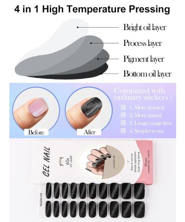 Kalolary Black Gel Nail Wrap Strips - Cat Eye Full Nail Art Polish Sticker | Long-Lasting & Easy Application | UV/LED Lamp Required - Buy Online on GoSupps.com