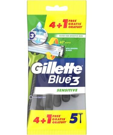 Gillette Blue3 Sensitive Disposable Razor Blades for Men - 5 Pack | Smooth Shave International Shipping Available - Buy Online on GoSupps.com