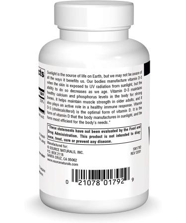 Source Naturals Vitamin D-3 1000 IU - 200 Tablets | Boost Immunity & Bone Health - Buy Online on GoSupps.com