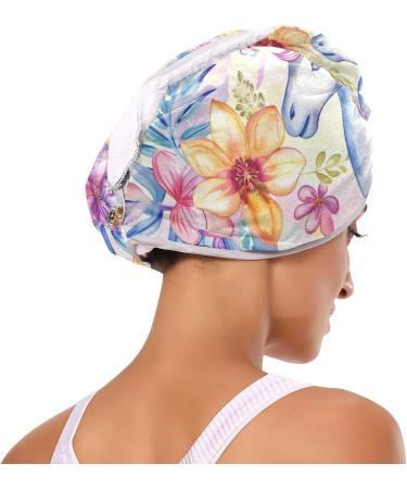 Purple Flowers Unicorn Hair Towel 2 Pack | Super Absorbent Quick Dry Hair Turbans for Women & Girls - Buy Online on GoSupps.com