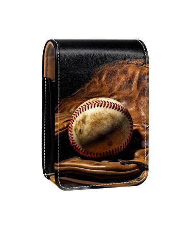 Lipstick Case Leather Lip Gloss Lipstick Organizer with Mirror Mini Lipstick Holder Bag Vintage Baseball Gloveball Sport S200c9ktlb