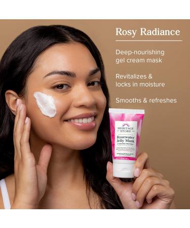 HERITAGE STORE Rosewater Jelly Facial Mask - Hydrating Gel Treatment with Hyaluronic Acid for Dry Skin | Vegan & Cruelty Free 2oz - Buy Online on GoSupps.com