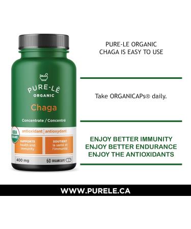 USDA Organic Chaga Mushroom Concentrate 60 Organicaps - Organic New Immune Health Support Supplement - Works Better than tablets Liquids or Teas - All Natural Plant Extract with No Side Effects - Ultra Premium Supplement - No Binders Nothing Artificial - Buy Online on GoSupps.com