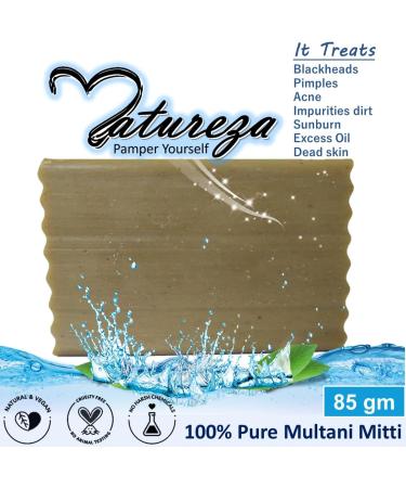 Natureza Organic Multani Mitti soap Bentonite Clay soap Fuller's Earth Soap for Blackheads Oily Skin 90g - Buy Online on GoSupps.com