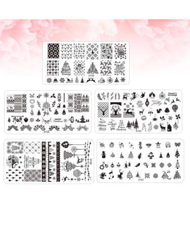Lurrose Christmas Nail Stamps - 5 Pcs Festive Motifs | Tree Snowflake & Moose Nail Art Stencils for Women & Girls - Buy Online on GoSupps.com