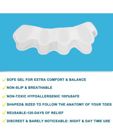 Silicone Toe Spacers - Big Toe Straightener for Correct Alignment | 5 Holes - 2 Beige 2 Black 2 White | Hammer Toe Corrector & Foot Stretcher - Buy Online on GoSupps.com