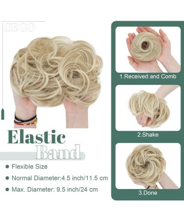 Sego 55g Hair Part with Rubber Band - Medium Blonde & Blonde Hair Ties for Messy Buns - Perfect Hair Extensions & Updos for Girls - Buy Online on GoSupps.com