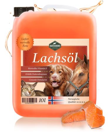 Martenbrown 10 liters of Norwegian premium salmon oil for dogs horses and cats |Fish oil in the canister |for dry food canned food or as barf oil 10 l (1-pack)