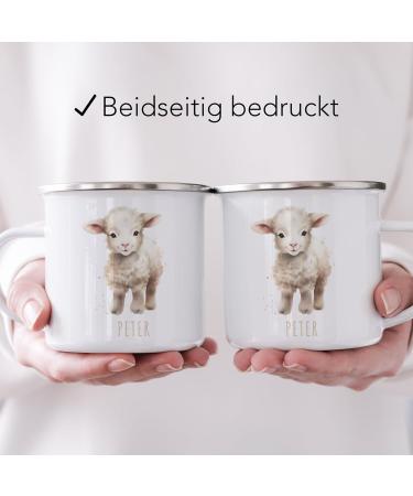 Personalized Sheep Enamel Cup for Kids - Custom Name Drinking Cup | Ideal Gift for Boys & Girls - 300 ml - Buy Online on GoSupps.com