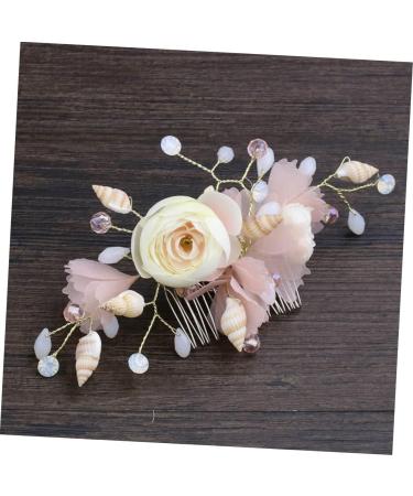 DOITOOL Bridal Hair Comb Hanfu Hair Pin Rhinestone Barrettes for Women Flower Hair Insert Comb Crystal Flower Hair Side Comb Pink Hair Clips Tiara The Flowers Spun Yarn Bride Zinc Alloy - Buy Online on GoSupps.com