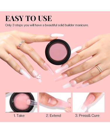 Morovan Solid Gel Builder Kit - Non-Sticky Nail Extension Gel with UV Light, Base Coat, Top Coat, 3D Mold - 6 Colors - Buy Online on GoSupps.com