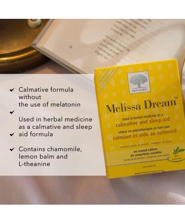 New Nordic Melissa Dream - Herbal Sleep Support Supplement with Lemon Balm & Chamomile - Encourages Restful Sleep without Melatonin - Non-GMO Gluten-Free & Dairy-Free - 60 Vegan Tablets 1 - Buy Online on GoSupps.com