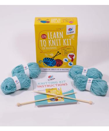 CraftLab Knitting Kit for Beginners - All Supplies Included for Kids and Adults - Wool Yarn, Wooden Needles, Yarn Needle, Instructions - Perfect Gift - Buy Online on GoSupps.com