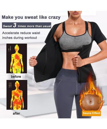KUMAYES Neoprene Sauna Vest for Women - Tummy Control Belt & Underbust Tank Top Fitness Body Shaper - Black Thermo Sauna Suit - Buy Online on GoSupps.com