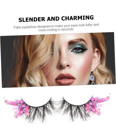 Housoutil 1 Pair Fake Eyelashes Sequin Eyelashes False Eyelashes Women Glitter Eyelashes Colored Lash Extensions Costume Eyelashes Rainbow Eyelashes Glitter Binder Fiber 3d Fluorescence - Buy Online on GoSupps.com