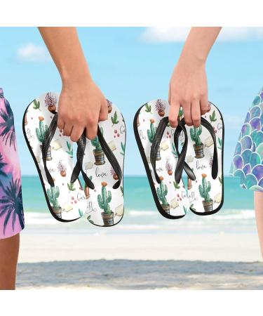 Buy Mnsruu Water-Colored Flower & Cactus Flip-Flops for Home Hotel Spa & Travel - Unisex Small Multicolored Footwear - Buy Online on GoSupps.com