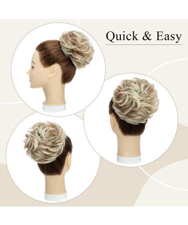 Silk-Co Hair Part with Rubber Band - Wavy Soft Dutt Extensions for Messy Buns - Honey Brown Ombre & Bleach Blonde - 55g Thickening Hair Solutions - Buy Online on GoSupps.com