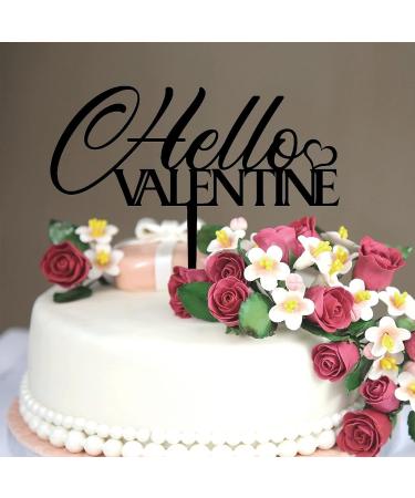 Hello Valentine Cake Topper Sweet Love Theme Birthday Cupcake Topper for Party Jubilee Decoration Supplies Fabulous Cute Cupid's Arrow Heart Acrylic Black Style-4 - Buy Online on GoSupps.com