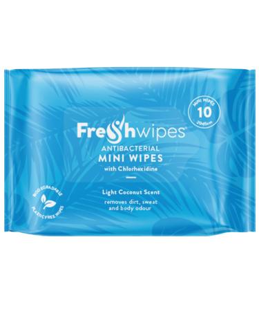 Fresh Wipes Mini Body Wipes 10 Pack Coconut Scent | Pocket-Sized No Rinse Chlorhexidine Wipes | Camping Elderly Disabled Gym Goers & Post Surgery | Wet Wipes for Adults- 10 count - Pack of 1 Coconut 10 Count (Pack of 1)