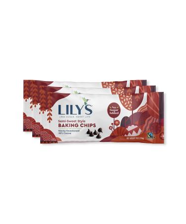 Semi-Sweet Style Baking Chips by Lily's Sweets | Made with Stevia, No Added Sugar, Low-Carb, Keto-Friendly | 45% Cocoa | Fair Trade, Gluten-Free & Non-GMO Ingredients | 3 Pack