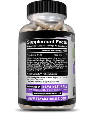 Kaya Naturals Max Detox 60 Capsules - 100% Natural Body Cleanse Supplement with Pure Herbal Ingredients to Remove Toxins & Boost Metabolism - Vegan & Non-GMO - Buy Online on GoSupps.com