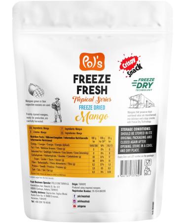  POL'S POL'S FREEZE FRESH Freeze-dried mango 100% sweetened mango mango fruit chips no added sugar vegan lactose-free gluten-free - Buy Online on GoSupps.com