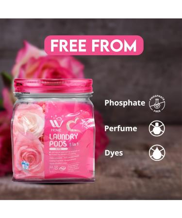 5-in-1 Laundry Pods 96 Count: Ultra Concentrate HE Detergent Pods with Stain Lifter Technology & Fabric Softener - Rose Extracts - Pack of 3 - Buy Online on GoSupps.com
