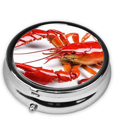 Buy Lobster Printed Mini Round Pill Box - 3 Compartment Travel Organizer for Medicine & Supplements | Portable Pill Case for Home & Office - Buy Online on GoSupps.com