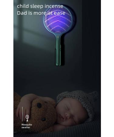Mosquito Repellent Outdoor Electric Mosquito swatter Electric Shock Mosquito Killer Dual-use USB Rechargeable Home and Outdoor can be Used Green Base+wall Mount+plug - Buy Online on GoSupps.com