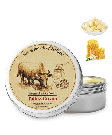 Beef Tallow for Skin, Beef Tallow and Honey Balm, All-Natural Beef Tallow Face Moisturizer Hydrates and Nourishes the Skin, Whipped Tallow Honey Balm Natural Beef Tallow Lotion(2.470Z)