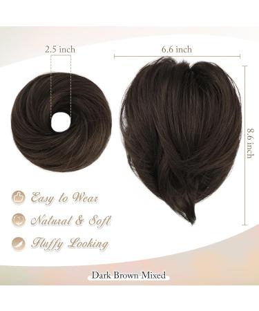 Barsdar Rades Brown Hair Extensions - Short Straight Ponytail Dutt Synthetic Scrunchy Hair Part for Women & Girls (20cm Dark Brown Mixed) - Buy Online on GoSupps.com