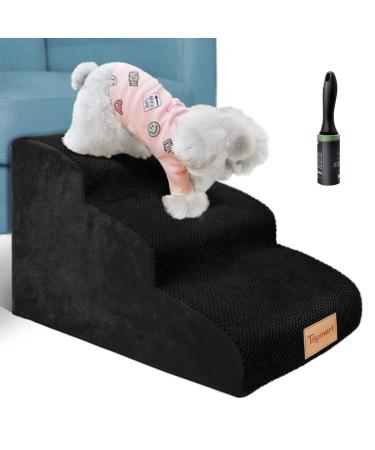 Topmart 3 Tiers Foam Dog Ramps/Steps,Non-Slip Dog Steps,Extra Wide Deep Dog Stairs,High Density Foam Pet Stairs/Ladder,Best for Older Dogs,Cats,Small Pets,with Dog Rope Toy,Black - Buy Online on GoSupps.com