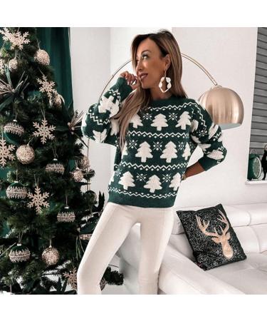 Shop Women's Christmas Sweater - Reindeer Knit Pattern Warm Cashmere Green 8XL | International Shipping Available - Buy Online on GoSupps.com