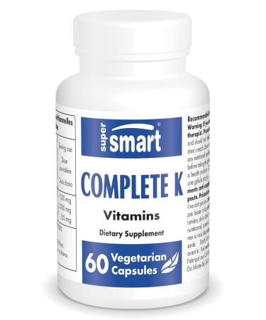 Supersmart - Complete K - with K1 K2 (MK4 + MK7) - Full Spectrum Vitamin K Supplement - Strong Bones Support - Heart Health | Non-GMO & Gluten Free - 60 Vegetarian Capsules