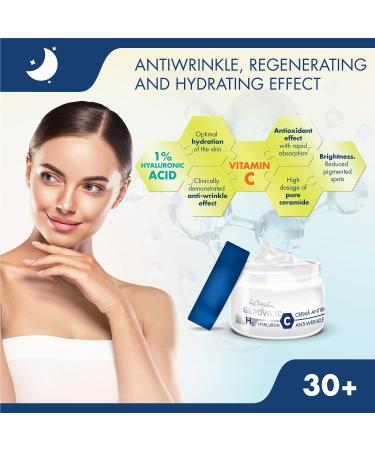 Buy GEROVITAL HYALURON C Anti-Wrinkle Night Face Cream - Hyaluronic Acid Vitamin C & E 50ml | Moisturizing & Regenerating for Dry/Normal Skin Fast International Shipping - Buy Online on GoSupps.com