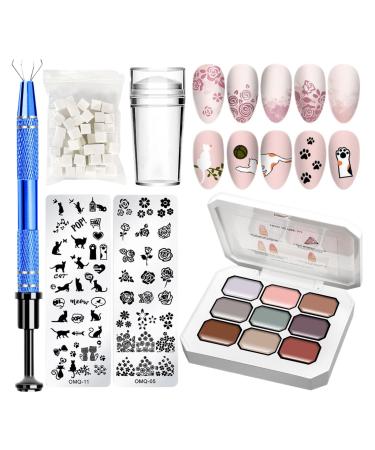 Solid Gel Nail Polish Palette - Gel Kit for Gradient and Paint Artistic Gradient Manicure with Sponges and Metal Clip for Women and Girls Adults at Home