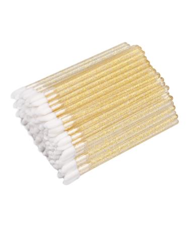 G2PLUS 200 PCS Disposable Lip Gloss Brush - Lipstick Concealer Brushes - Lip Applicator Wands Perfect for Lips Eyes and Makeup Application Crystal Gold