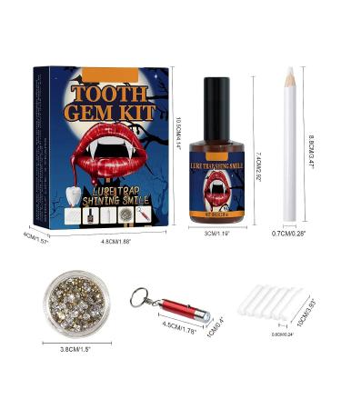 DIY Halloween Teeth Gem Kit with Curing Light - 20 Pieces Shiny Crystal Diamonds for Reflective Teeth Decoration - Holiday Party Tooth Gem - Rose Gold - Buy Online on GoSupps.com